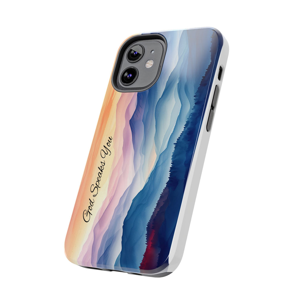 Phone Case — 'God Speaks You' Sunset Mountain Tough Protective Case