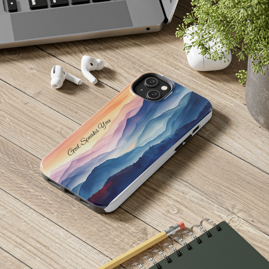 Phone Case — 'God Speaks You' Sunset Mountain Tough Protective Case