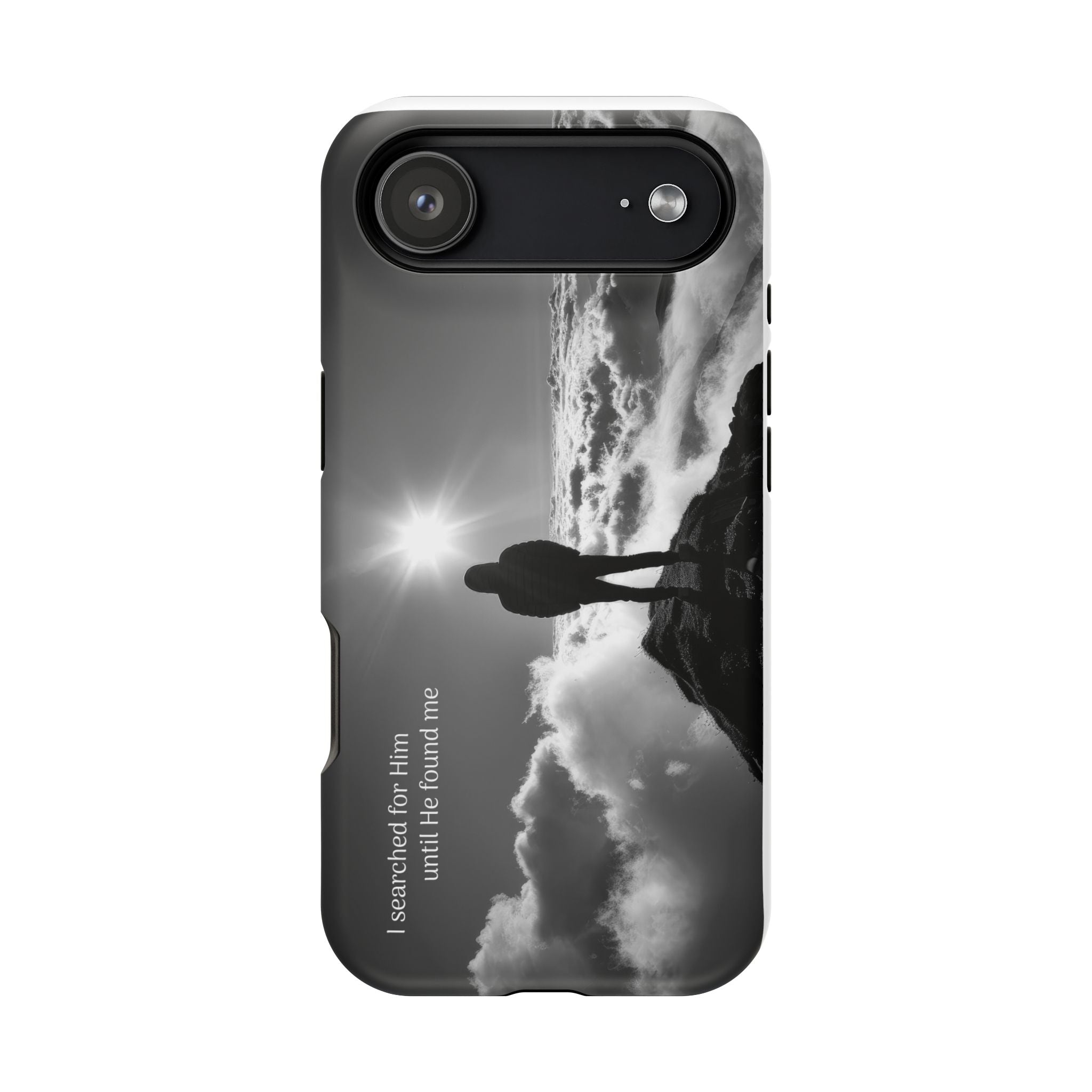 Inspirational Silhouette Magnetic Phone Case — "I searched for him until he found me"