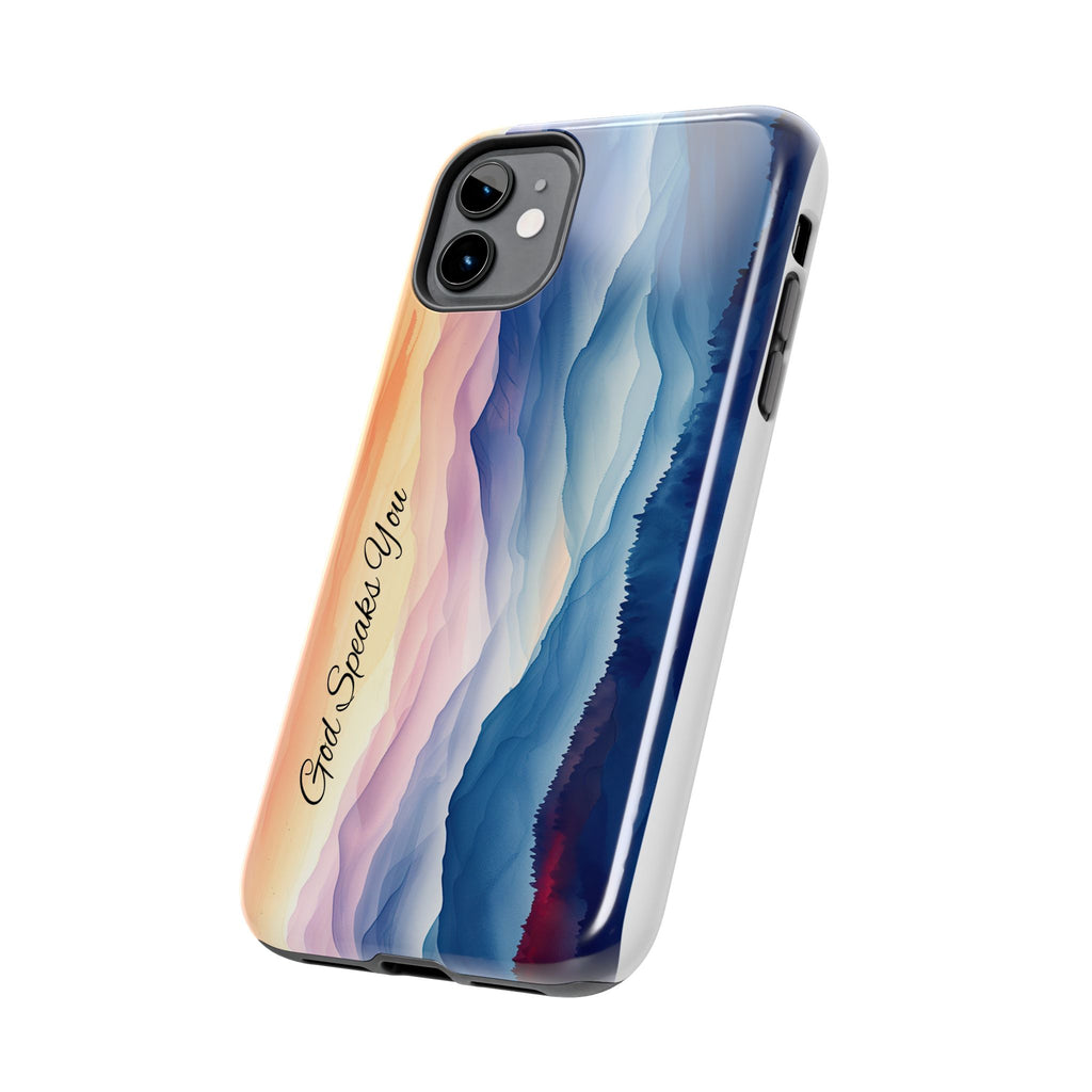 Phone Case — 'God Speaks You' Sunset Mountain Tough Protective Case