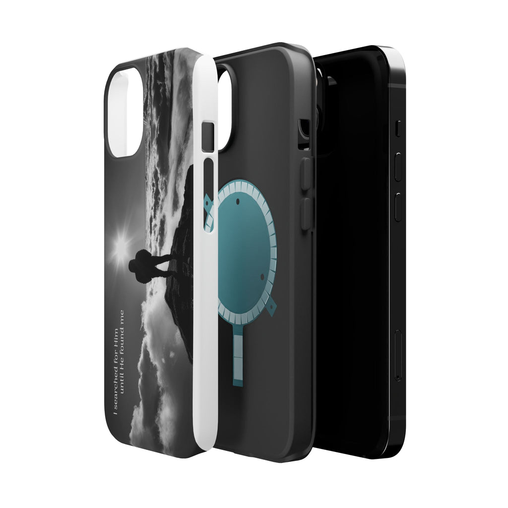 Inspirational Silhouette Magnetic Phone Case — "I searched for him until he found me"