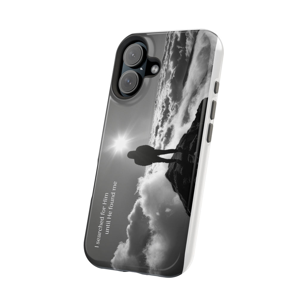 Inspirational Silhouette Magnetic Phone Case — "I searched for him until he found me"