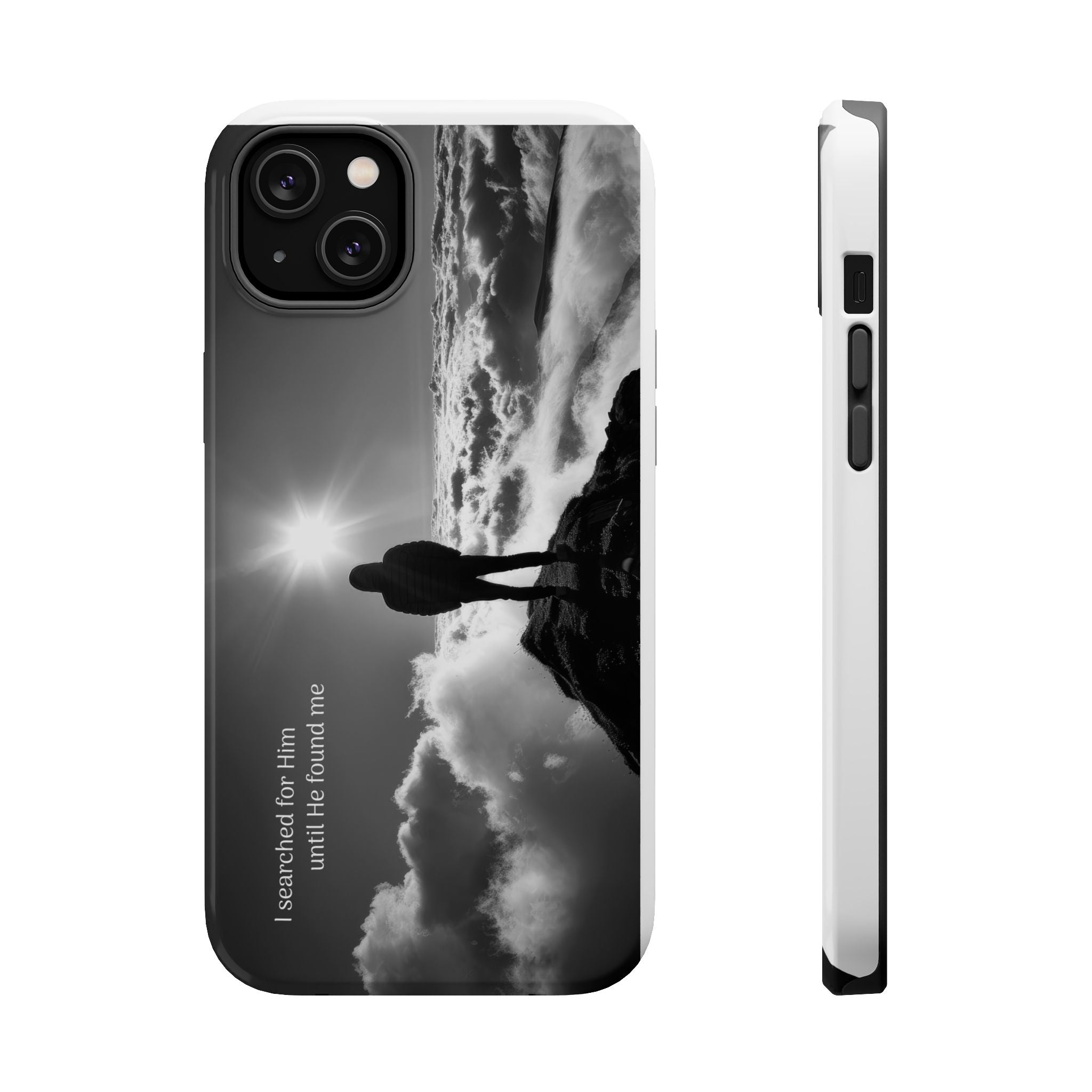 Inspirational Silhouette Magnetic Phone Case — "I searched for him until he found me"