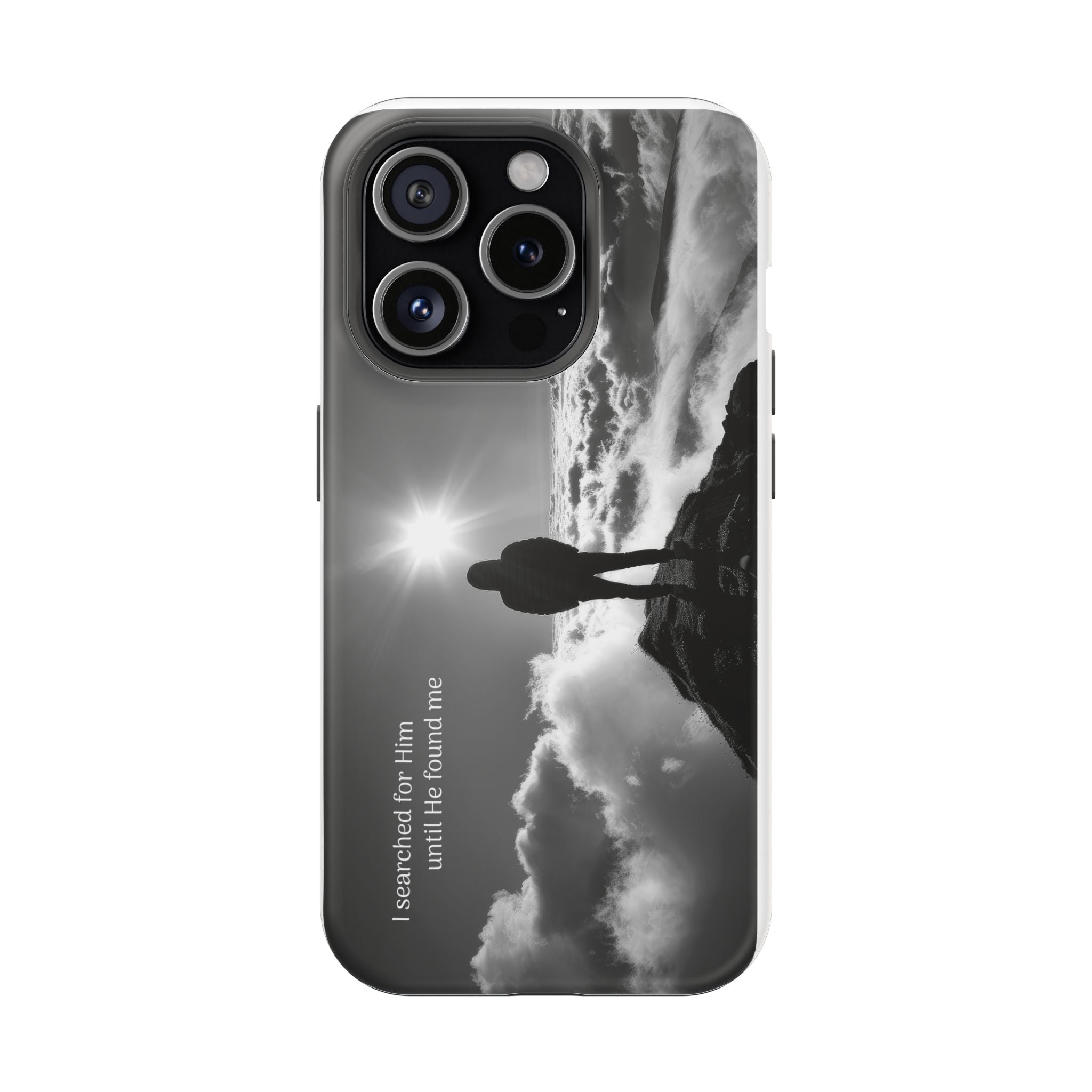Inspirational Silhouette Magnetic Phone Case — "I searched for him until he found me"