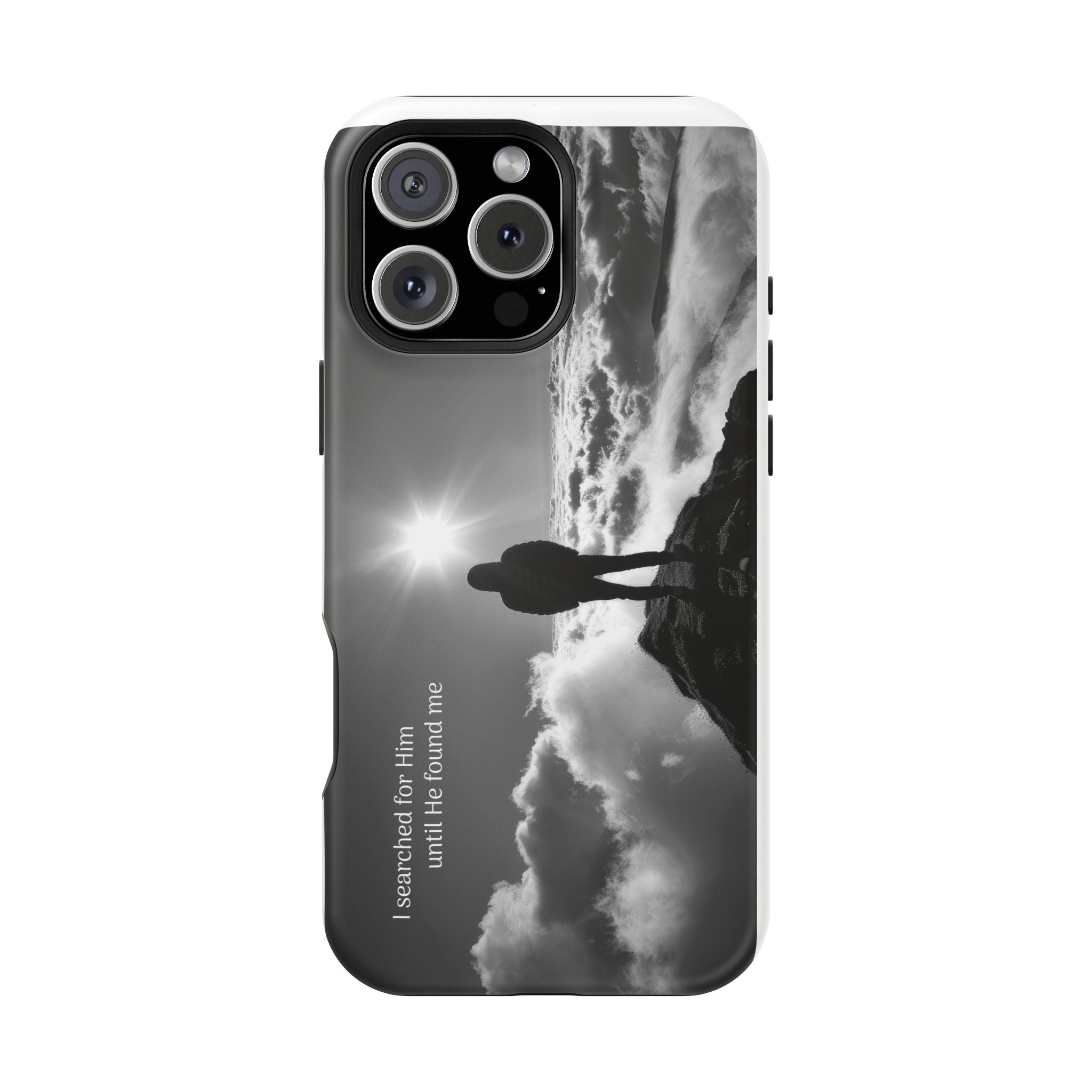Inspirational Silhouette Magnetic Phone Case — "I searched for him until he found me"