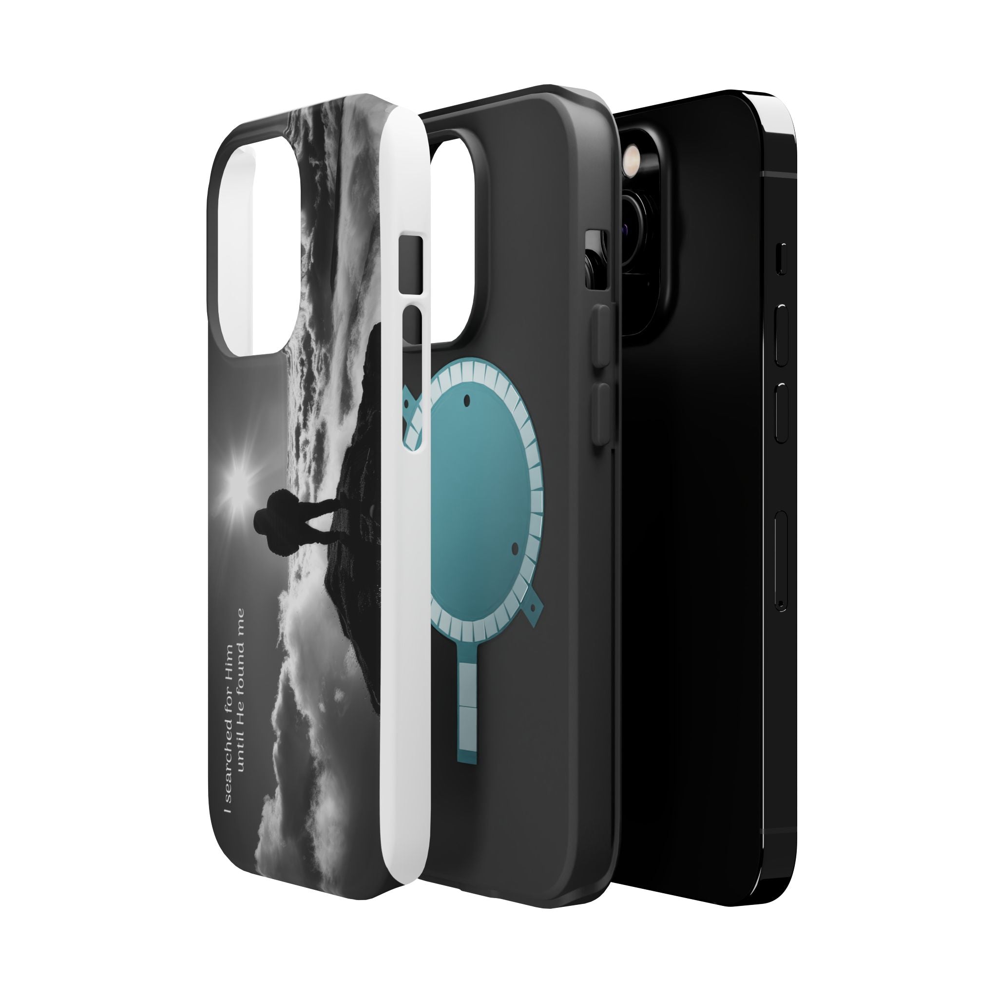 Inspirational Silhouette Magnetic Phone Case — "I searched for him until he found me"