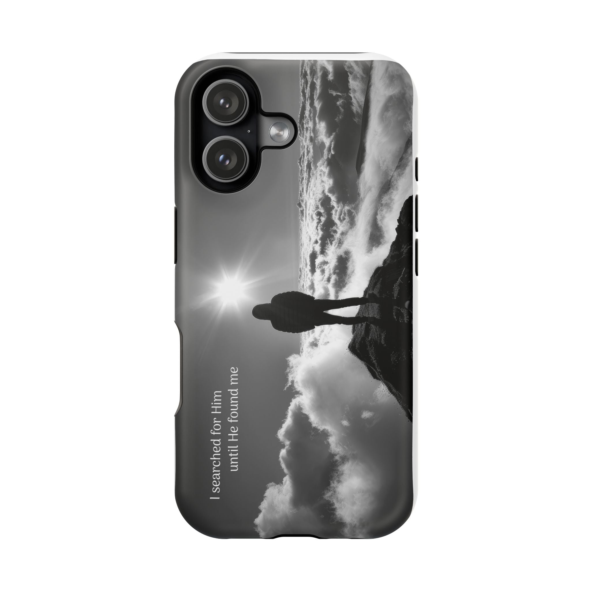 Inspirational Silhouette Magnetic Phone Case — "I searched for him until he found me"