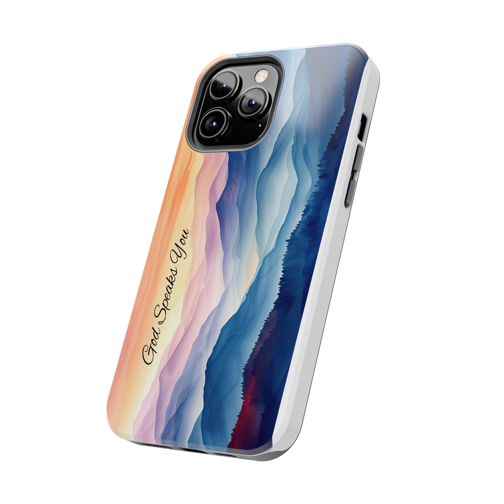 Phone Case — 'God Speaks You' Sunset Mountain Tough Protective Case