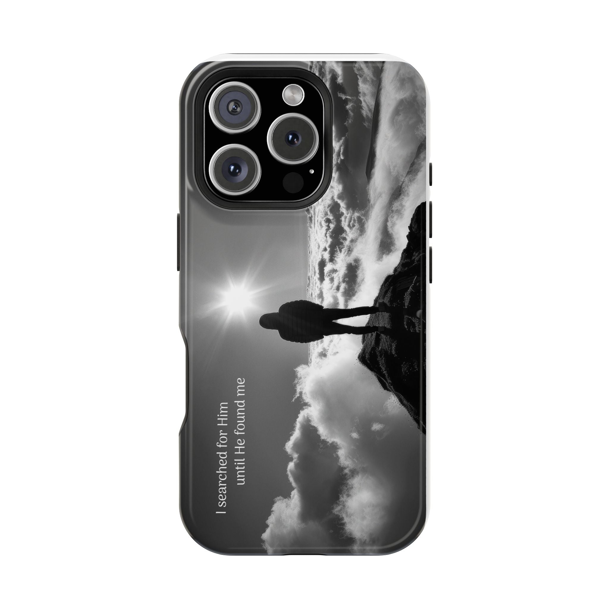 Inspirational Silhouette Magnetic Phone Case — "I searched for him until he found me"