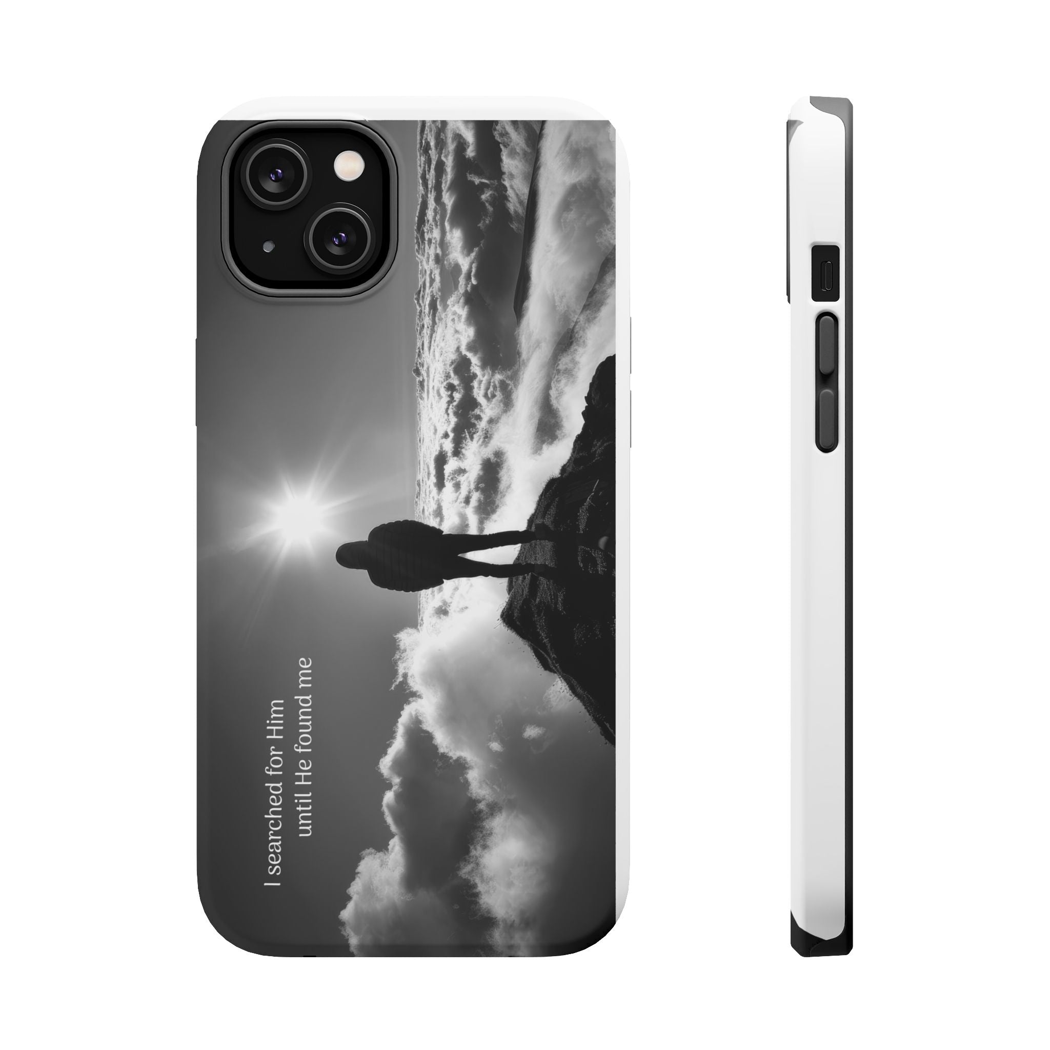 Inspirational Silhouette Magnetic Phone Case — "I searched for him until he found me"