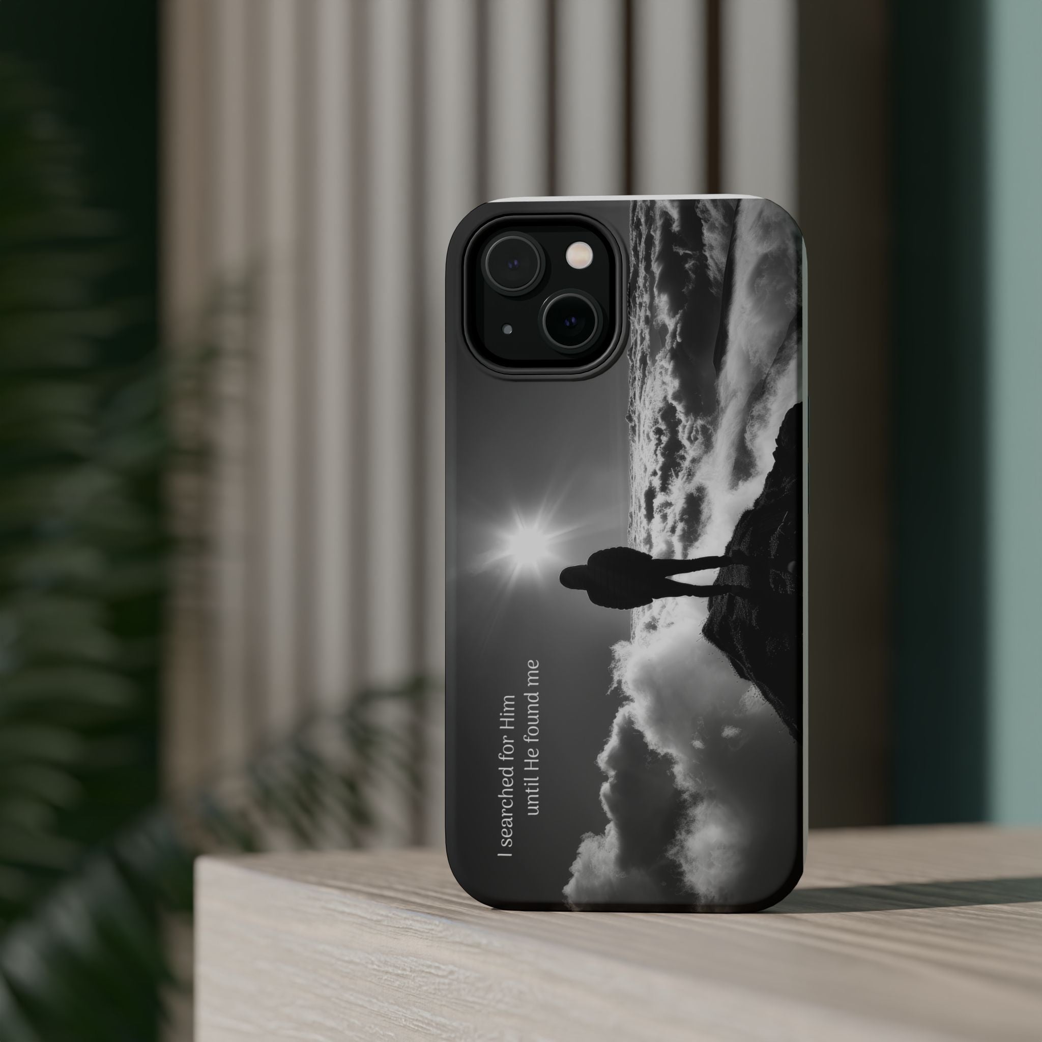 Inspirational Silhouette Magnetic Phone Case — "I searched for him until he found me"