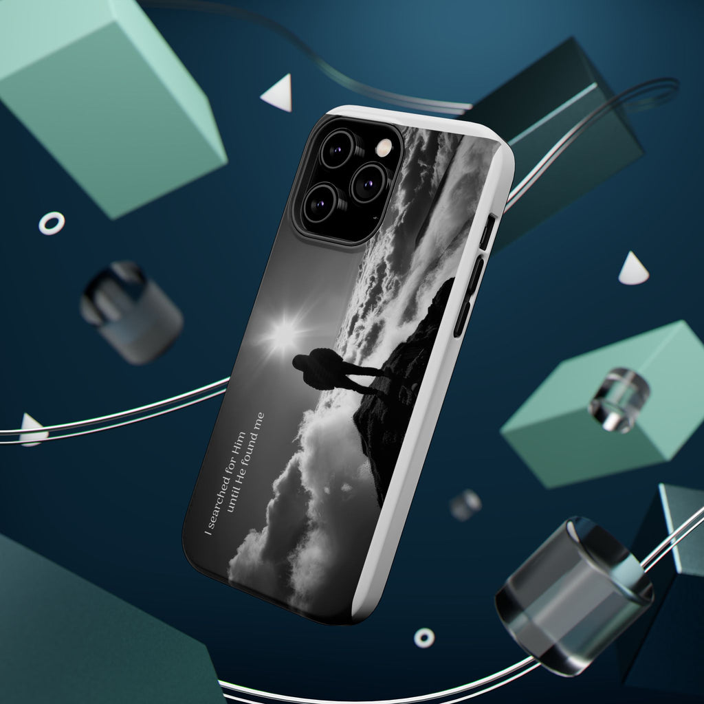 Inspirational Silhouette Magnetic Phone Case — "I searched for him until he found me"