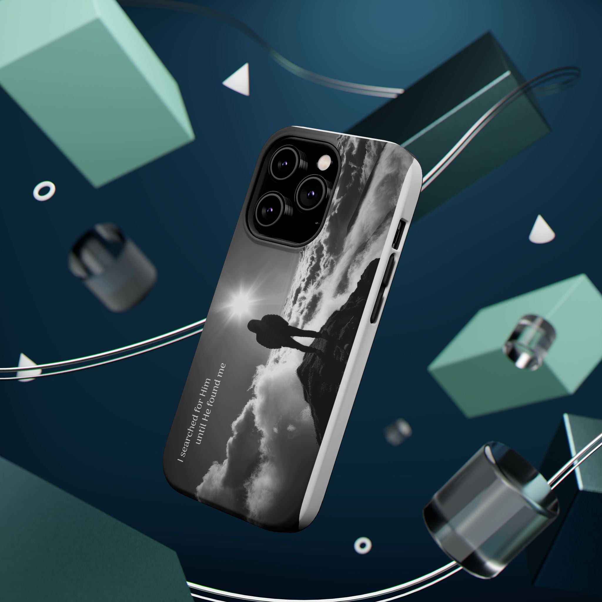 Inspirational Silhouette Magnetic Phone Case — "I searched for him until he found me"
