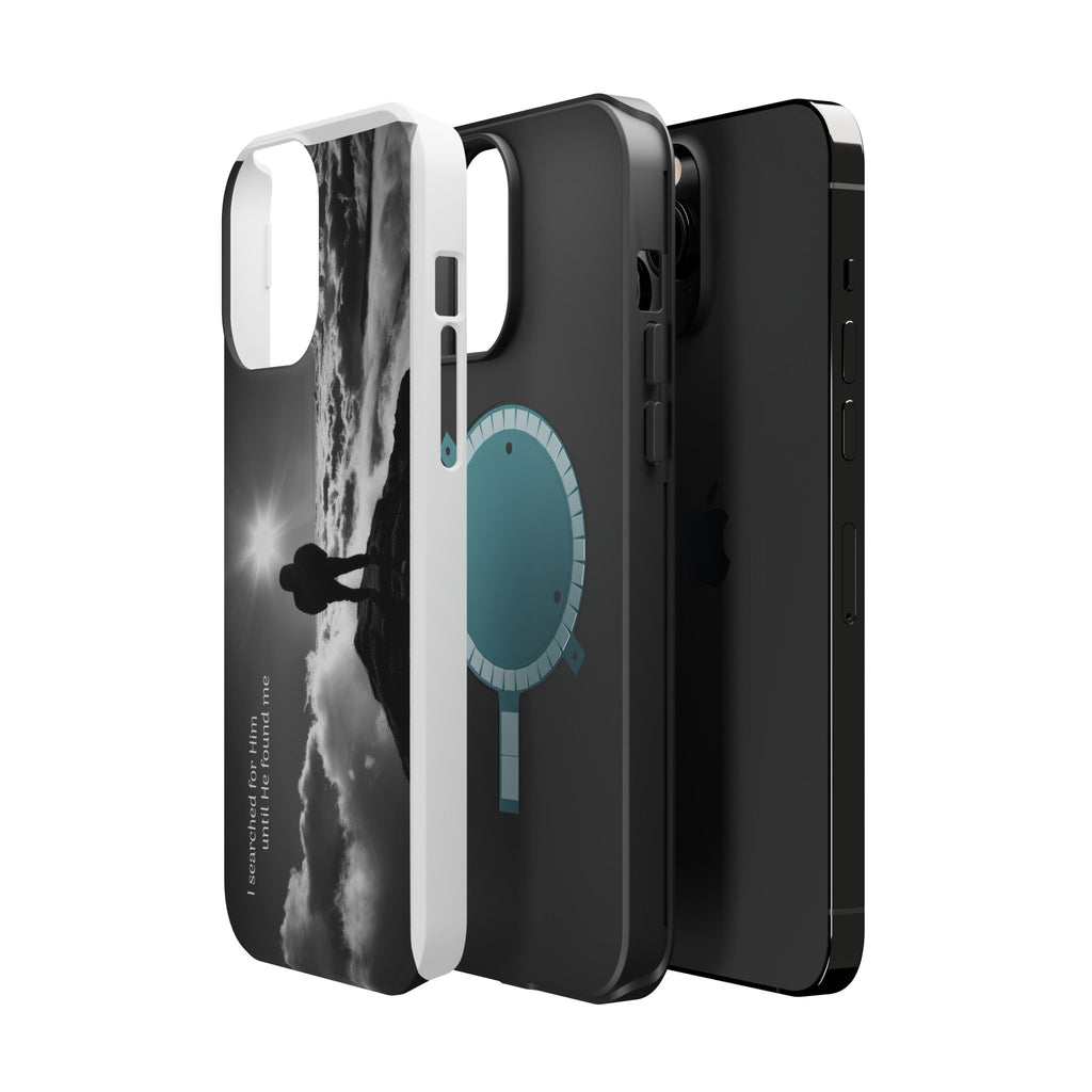 Inspirational Silhouette Magnetic Phone Case — "I searched for him until he found me"