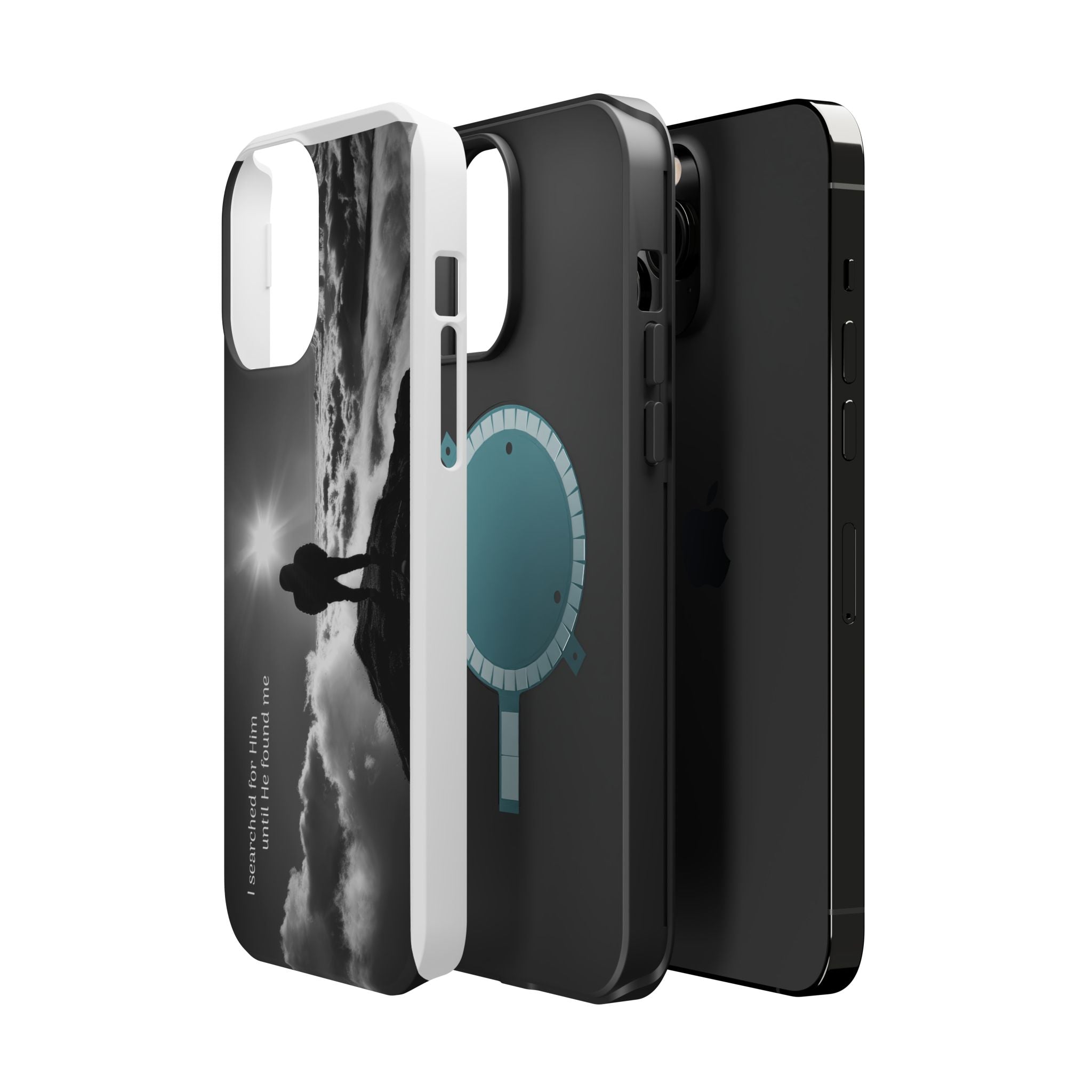 Inspirational Silhouette Magnetic Phone Case — "I searched for him until he found me"