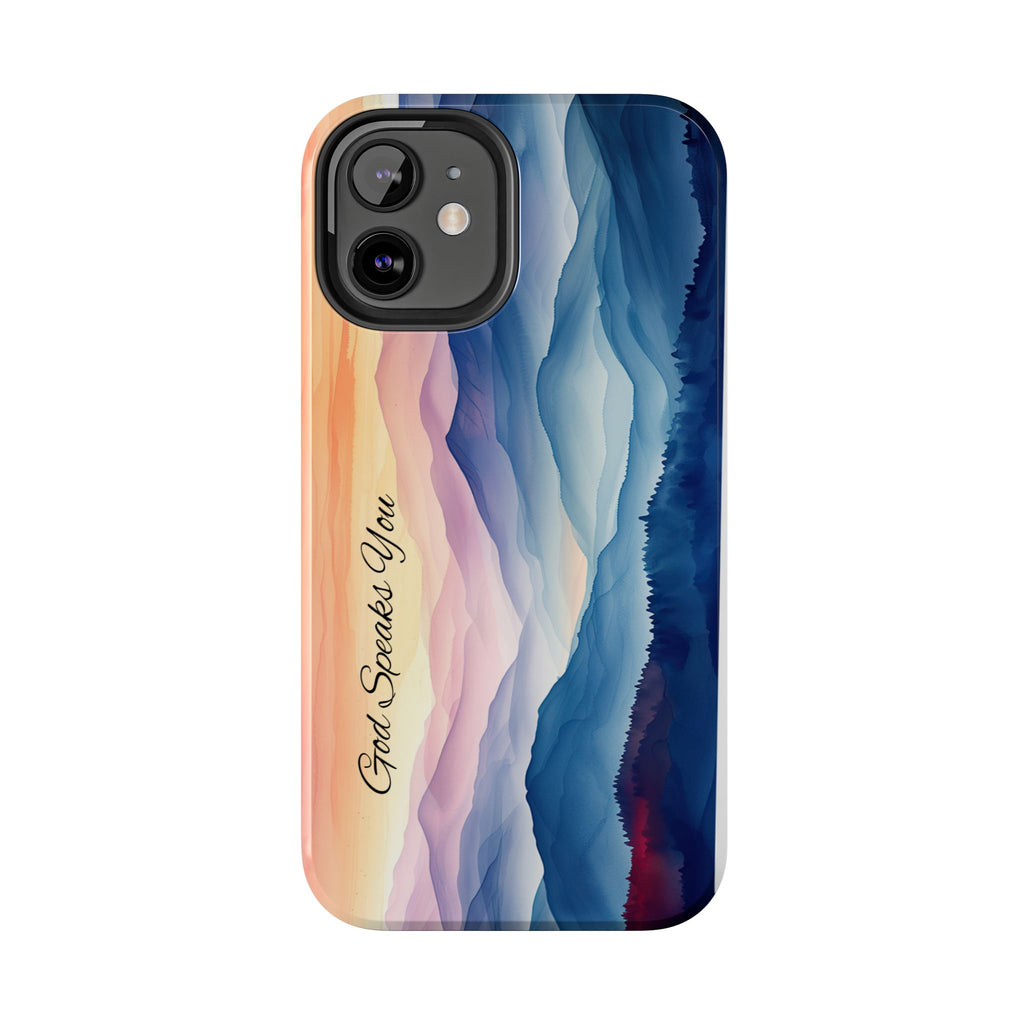 Phone Case — 'God Speaks You' Sunset Mountain Tough Protective Case