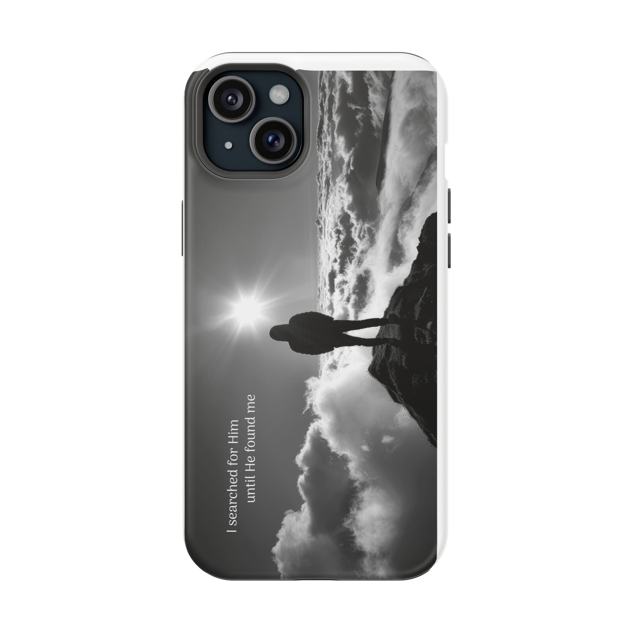 Inspirational Silhouette Magnetic Phone Case — "I searched for him until he found me"
