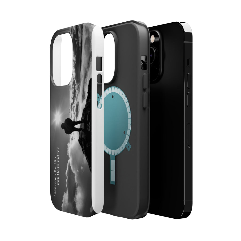 Inspirational Silhouette Magnetic Phone Case — "I searched for him until he found me"