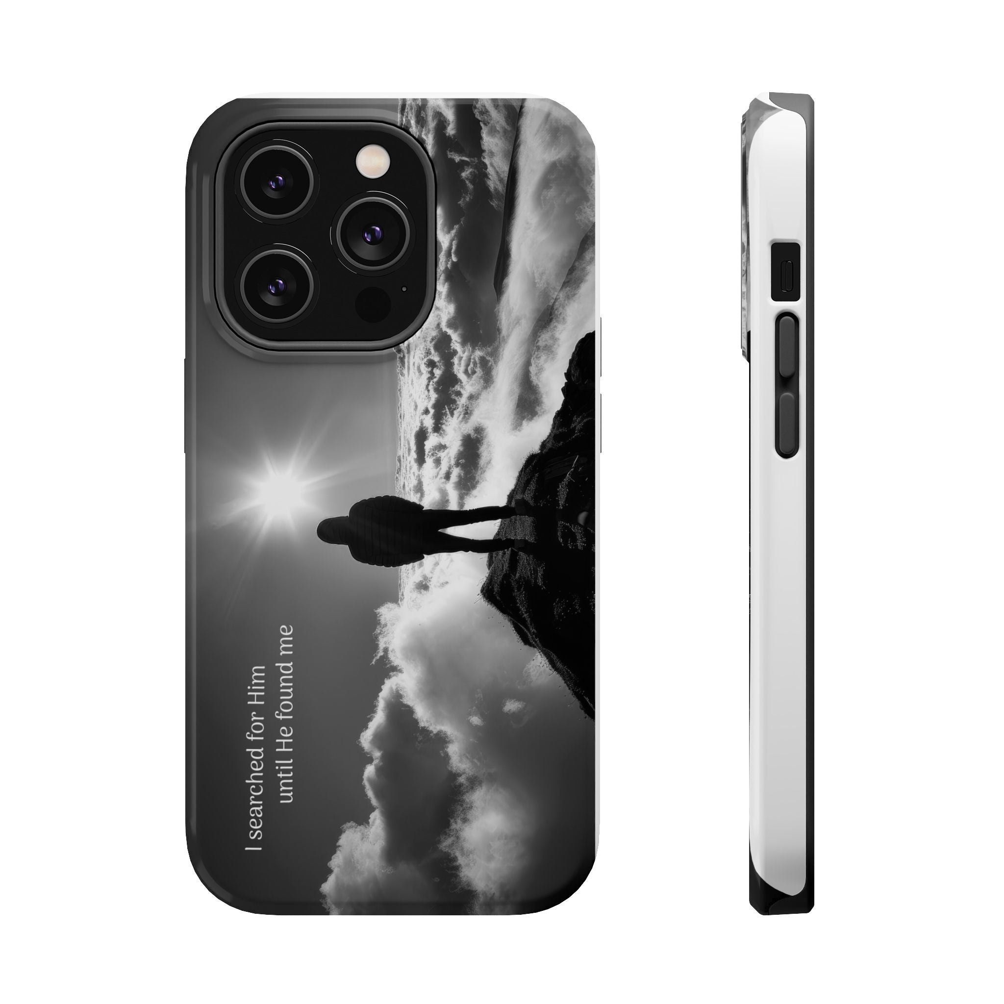 Inspirational Silhouette Magnetic Phone Case — "I searched for him until he found me"