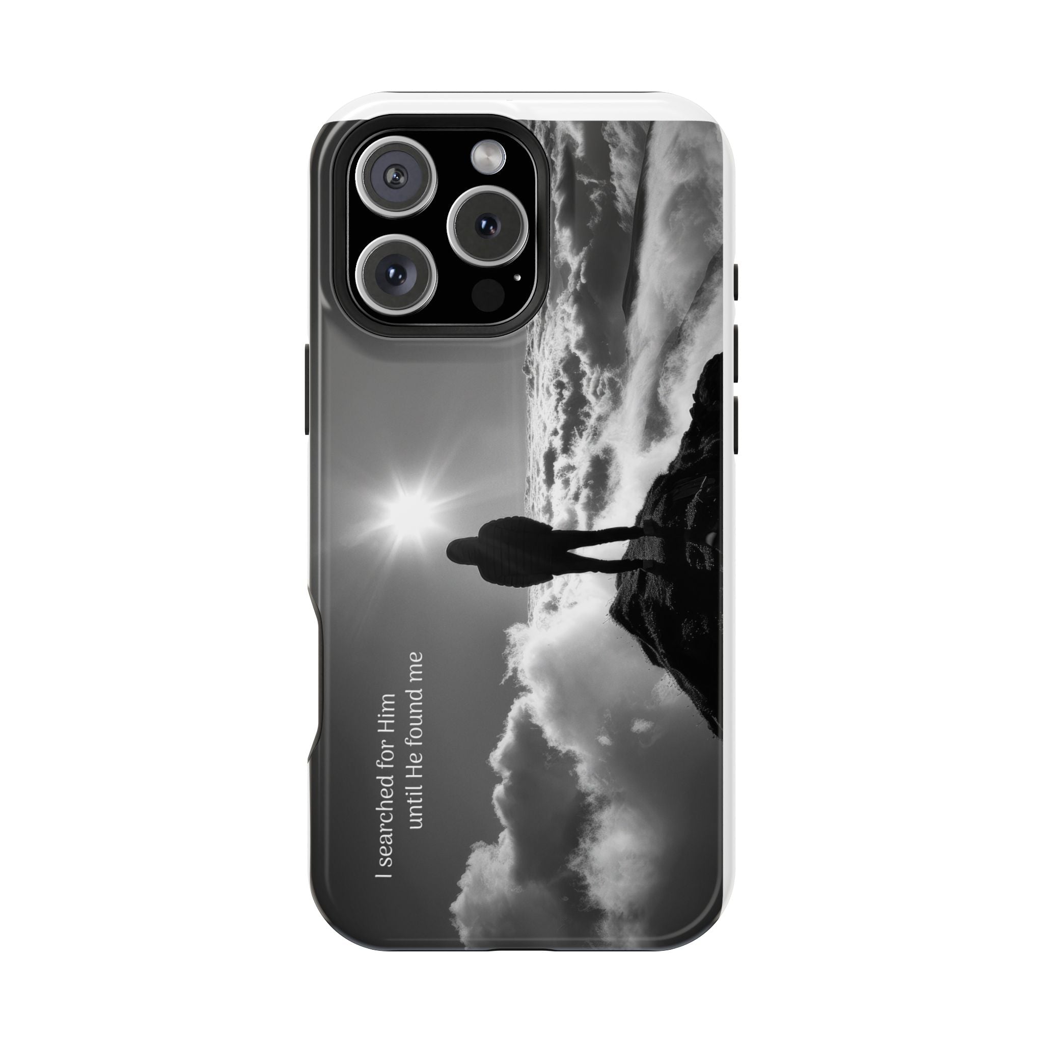 Inspirational Silhouette Magnetic Phone Case — "I searched for him until he found me"