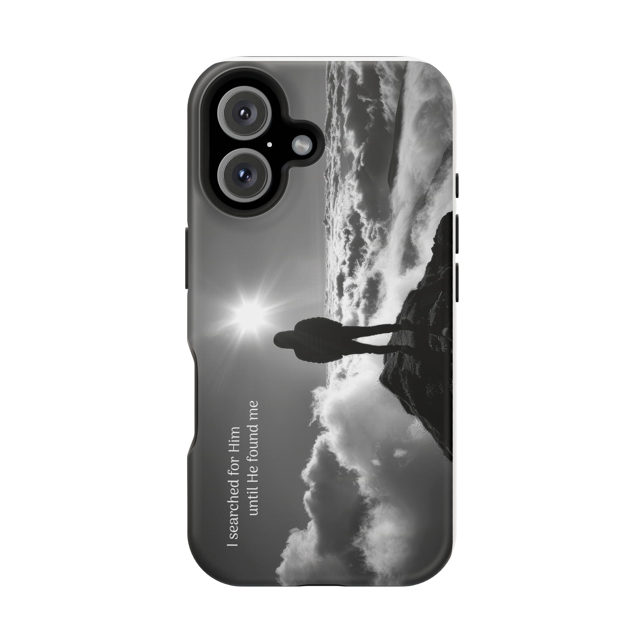 Inspirational Silhouette Magnetic Phone Case — "I searched for him until he found me"