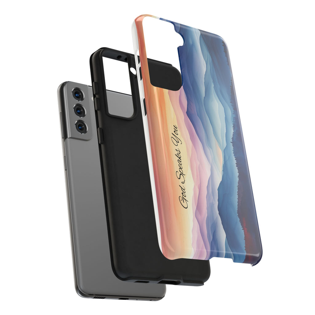 Phone Case — 'God Speaks You' Sunset Mountain Tough Protective Case