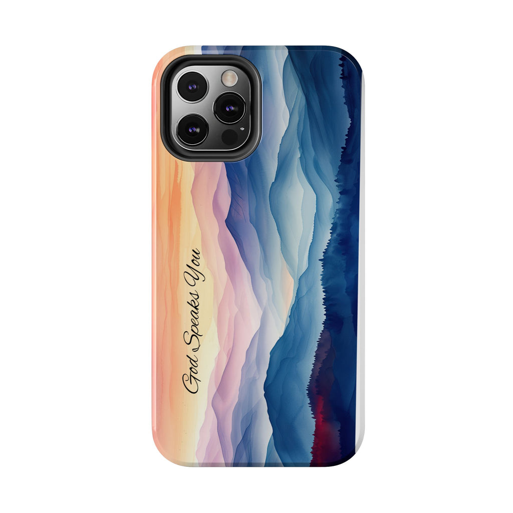 Phone Case — 'God Speaks You' Sunset Mountain Tough Protective Case
