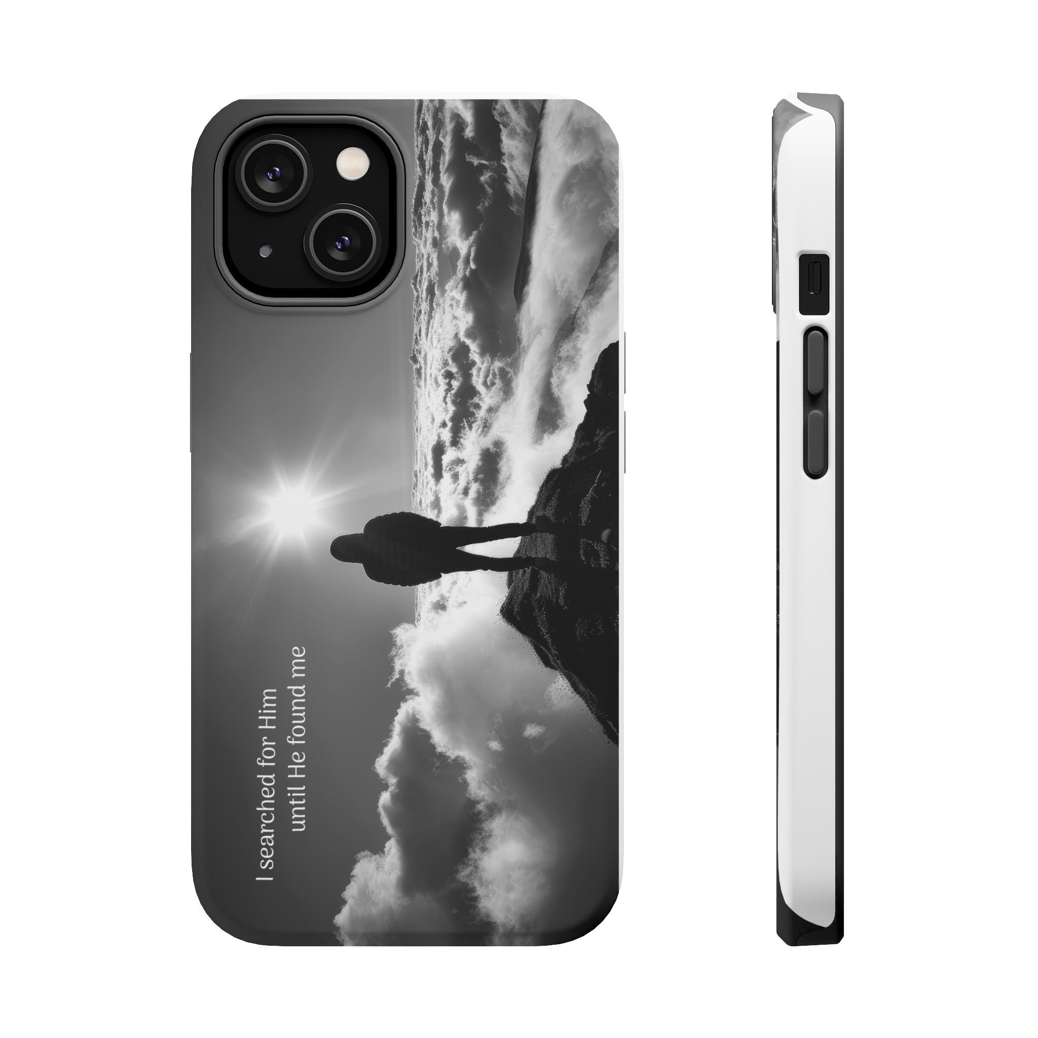 Inspirational Silhouette Magnetic Phone Case — "I searched for him until he found me"