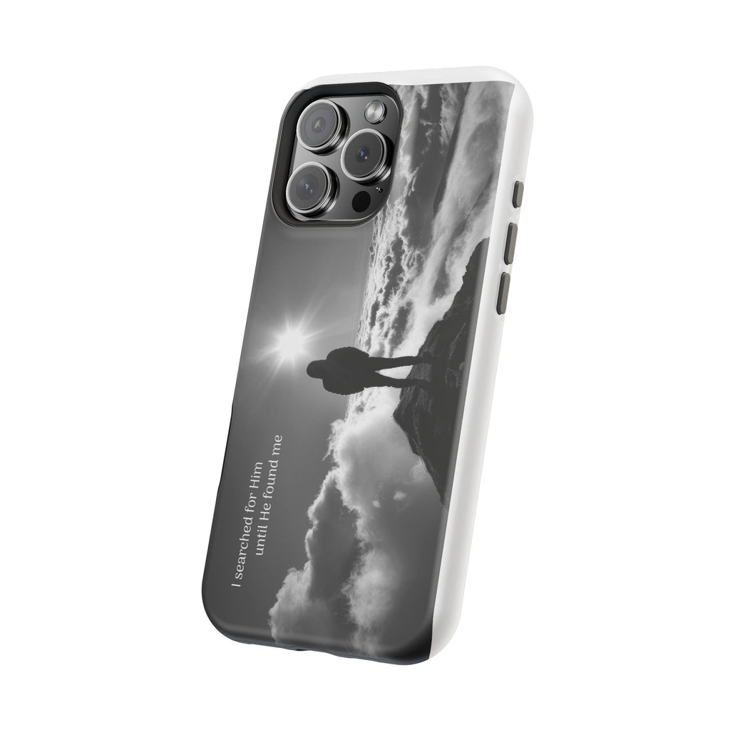 Inspirational Silhouette Magnetic Phone Case — "I searched for him until he found me"