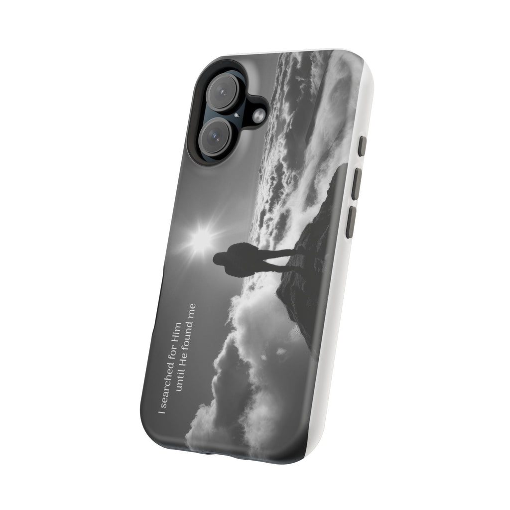 Inspirational Silhouette Magnetic Phone Case — "I searched for him until he found me"