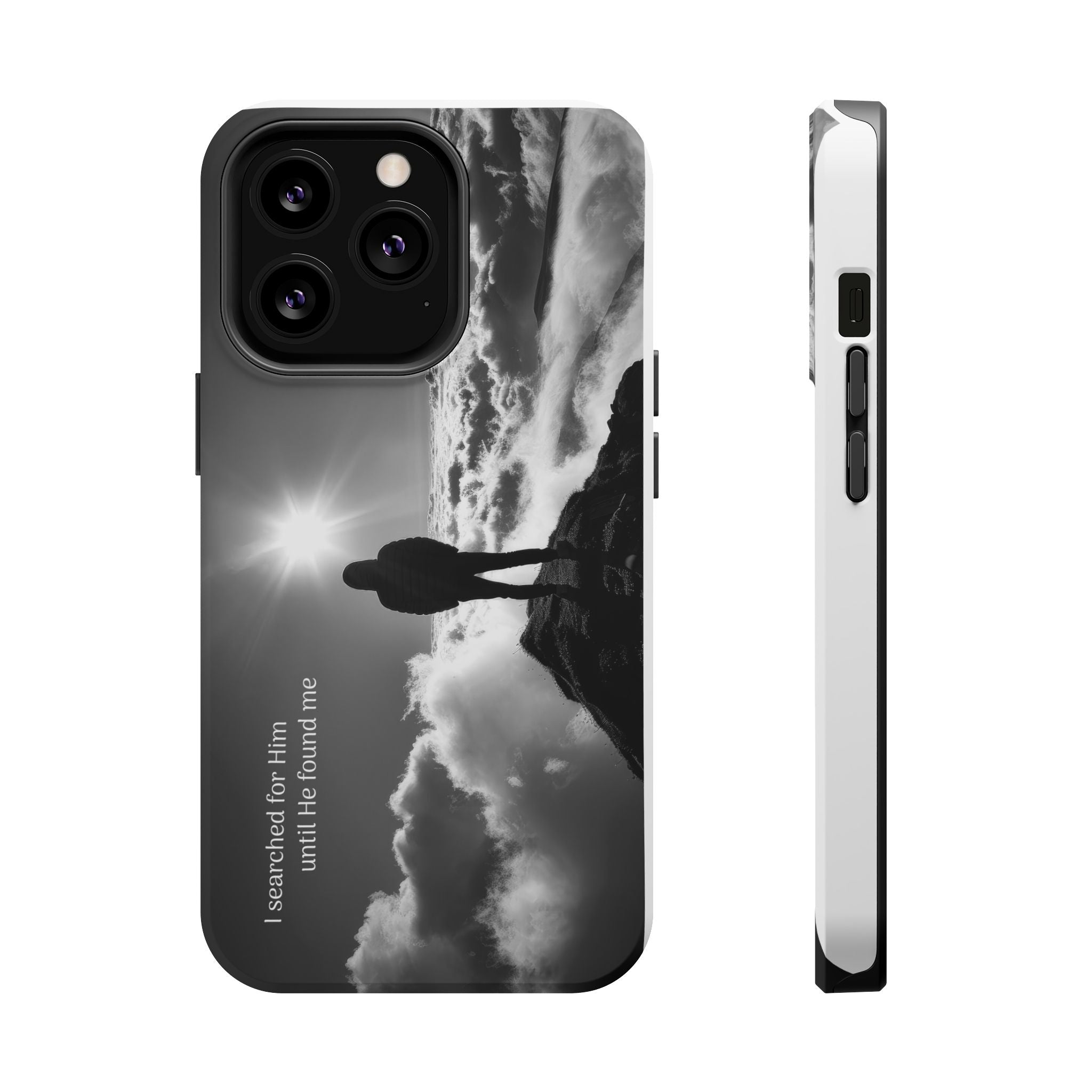 Inspirational Silhouette Magnetic Phone Case — "I searched for him until he found me"
