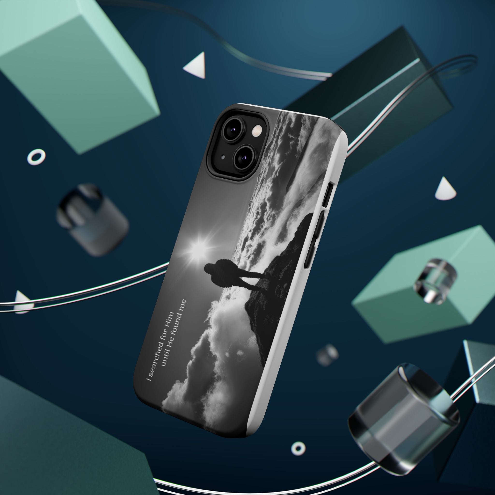 Inspirational Silhouette Magnetic Phone Case — "I searched for him until he found me"