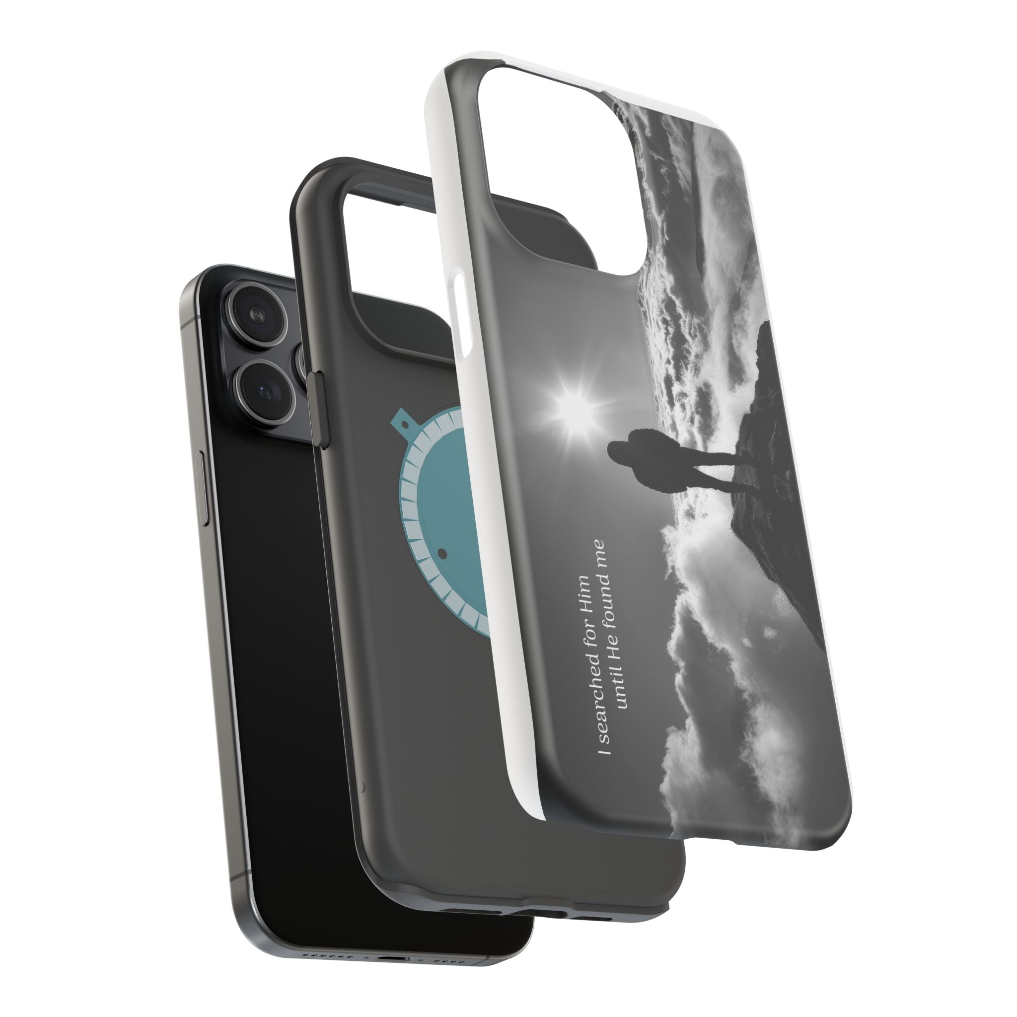 Inspirational Silhouette Magnetic Phone Case — "I searched for him until he found me"