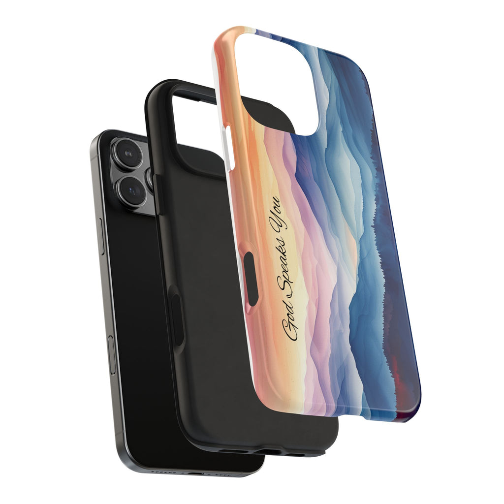 Phone Case — 'God Speaks You' Sunset Mountain Tough Protective Case