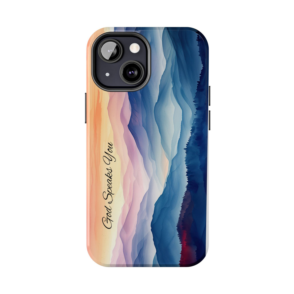 Phone Case — 'God Speaks You' Sunset Mountain Tough Protective Case