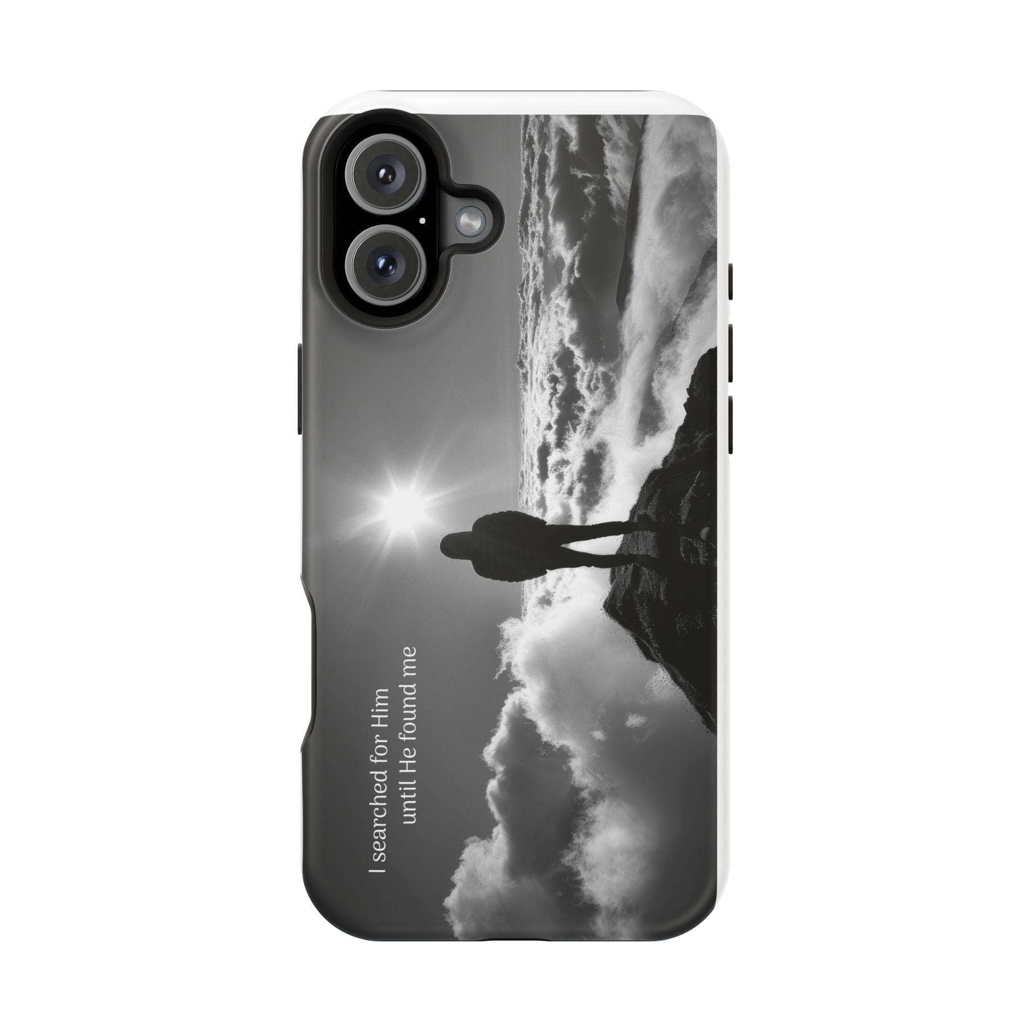 Inspirational Silhouette Magnetic Phone Case — "I searched for him until he found me"