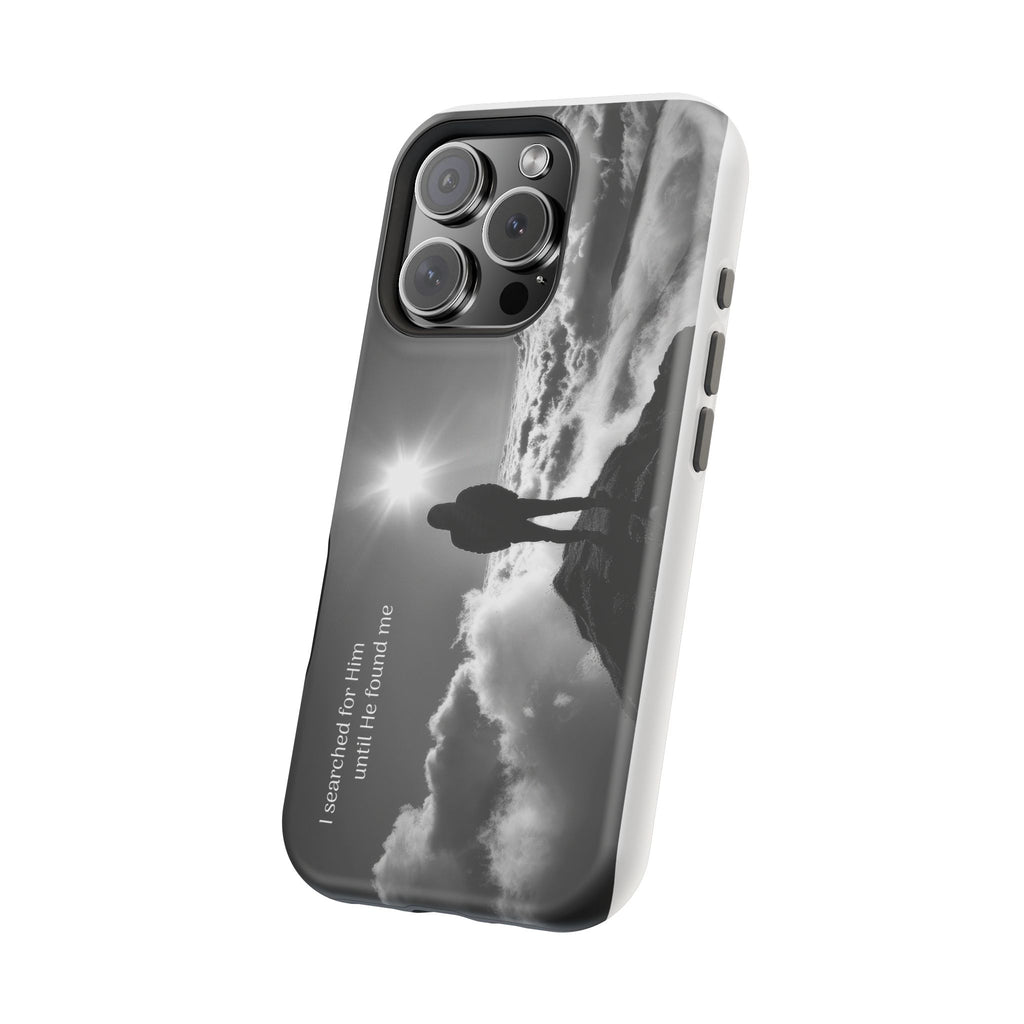 Inspirational Silhouette Magnetic Phone Case — "I searched for him until he found me"