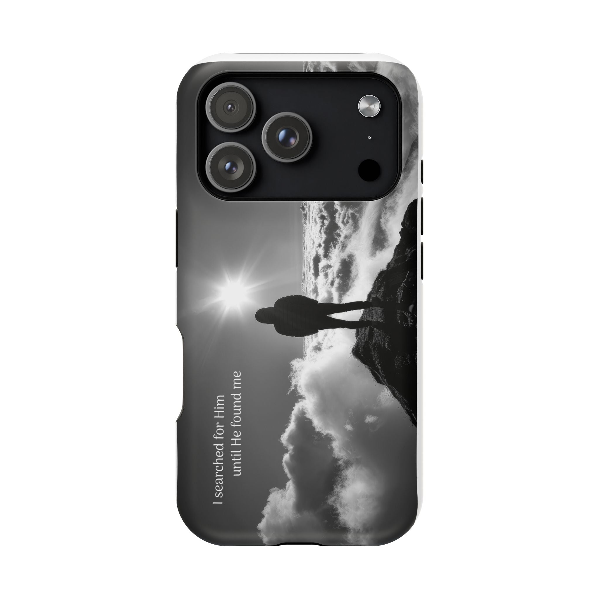 Inspirational Silhouette Magnetic Phone Case — "I searched for him until he found me"