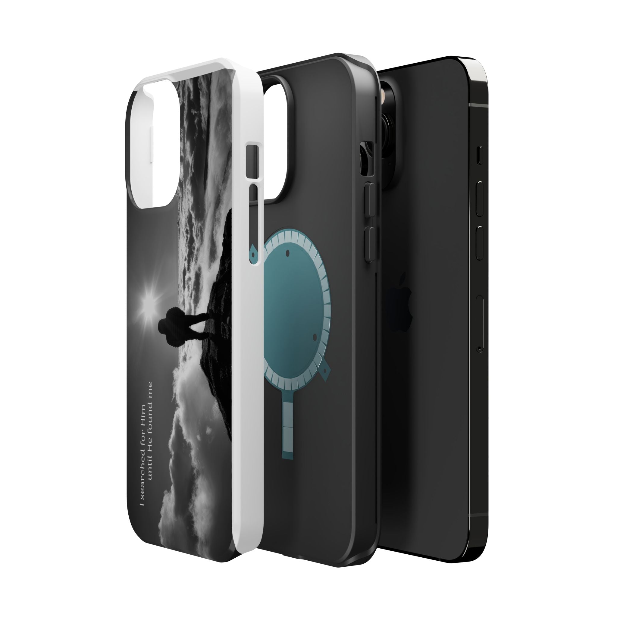 Inspirational Silhouette Magnetic Phone Case — "I searched for him until he found me"