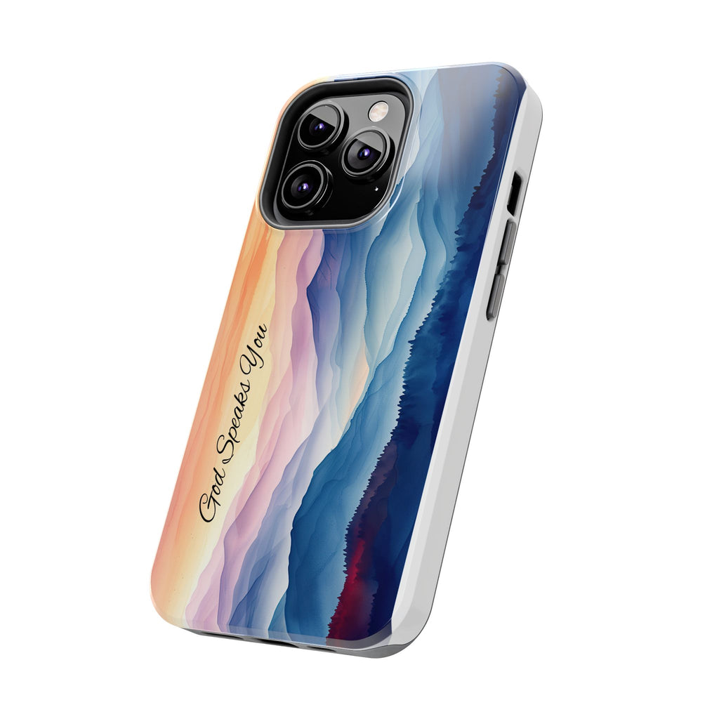 Phone Case — 'God Speaks You' Sunset Mountain Tough Protective Case