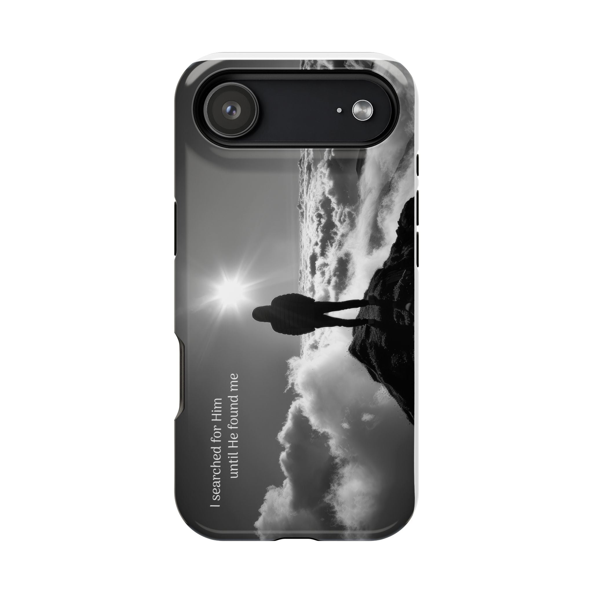 Inspirational Silhouette Magnetic Phone Case — "I searched for him until he found me"