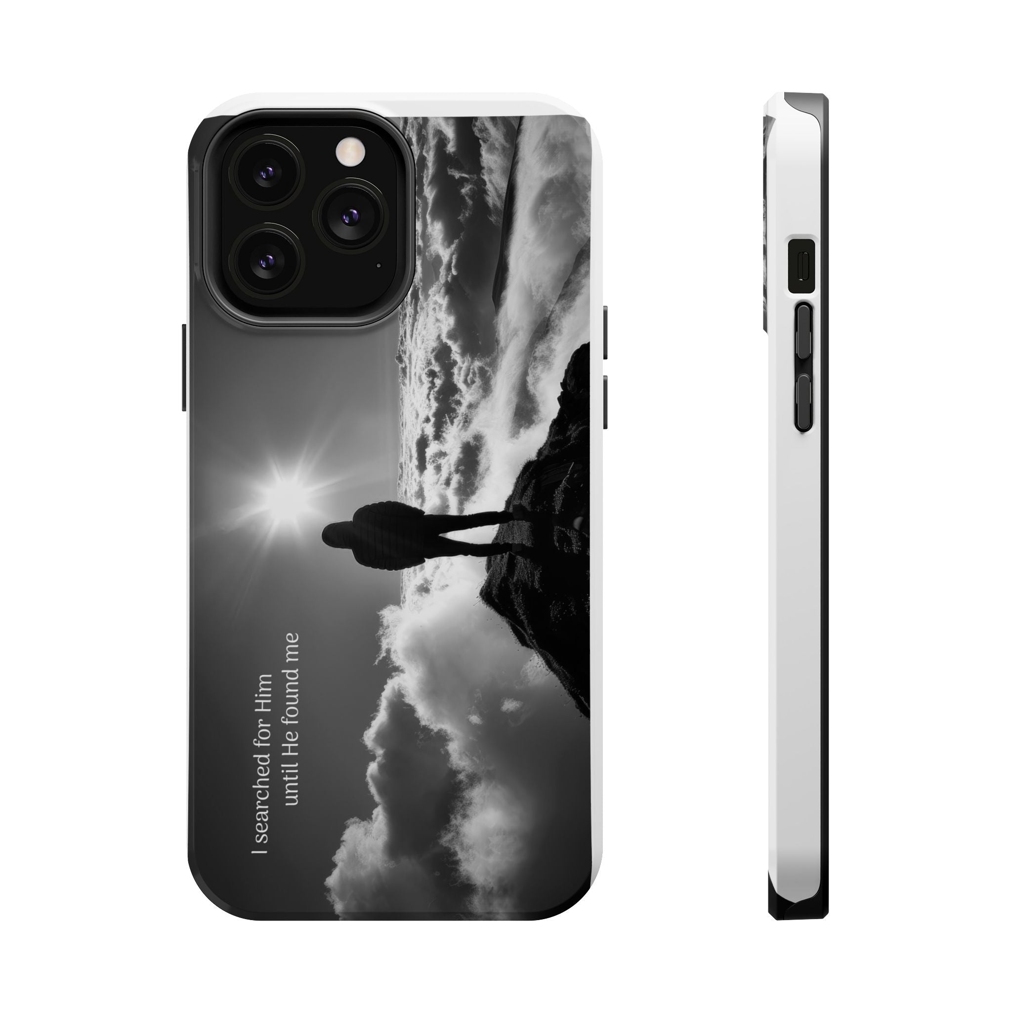 Inspirational Silhouette Magnetic Phone Case — "I searched for him until he found me"