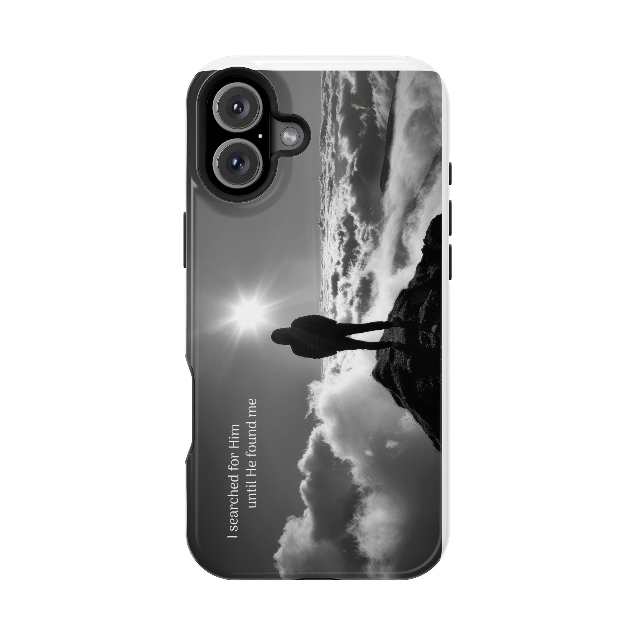 Inspirational Silhouette Magnetic Phone Case — "I searched for him until he found me"