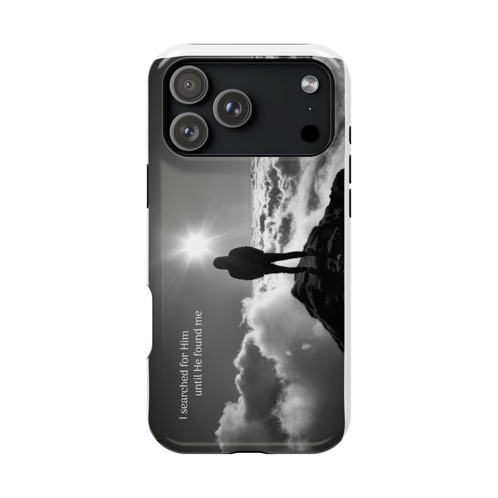 Inspirational Silhouette Magnetic Phone Case — "I searched for him until he found me"