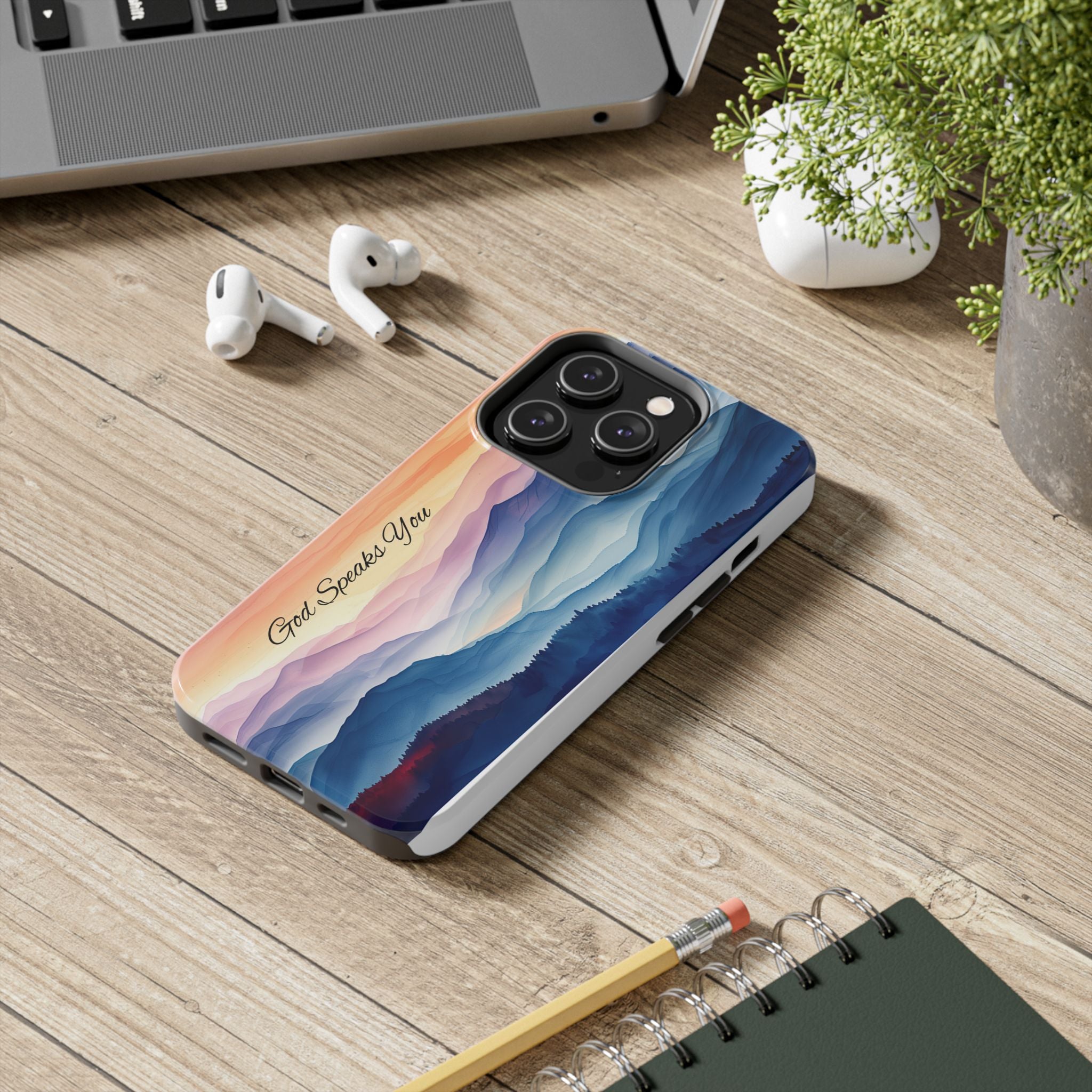Phone Case — 'God Speaks You' Sunset Mountain Tough Protective Case