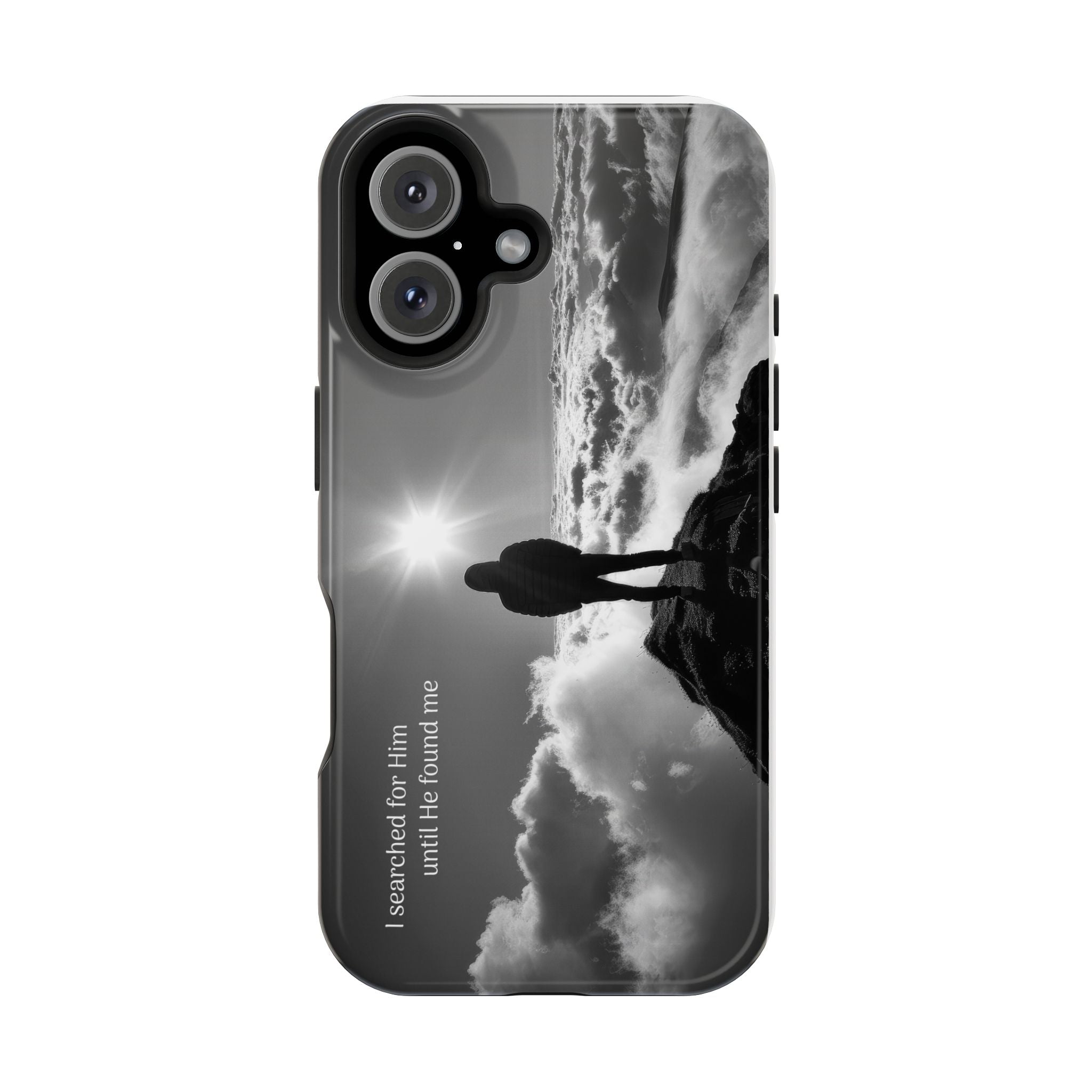 Inspirational Silhouette Magnetic Phone Case — "I searched for him until he found me"