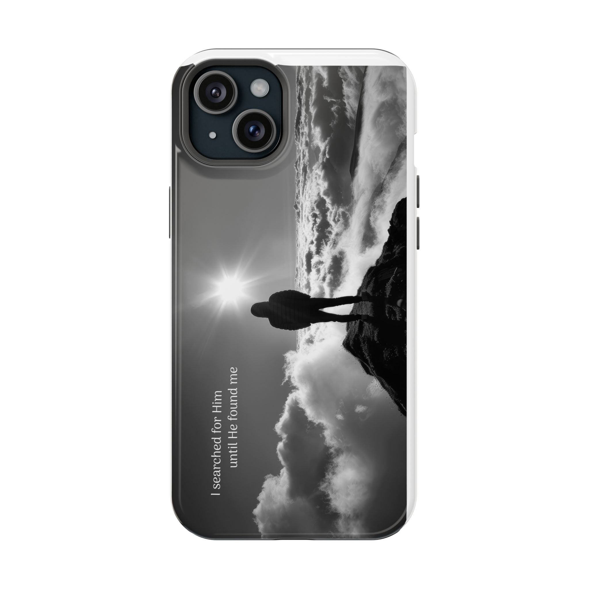 Inspirational Silhouette Magnetic Phone Case — "I searched for him until he found me"