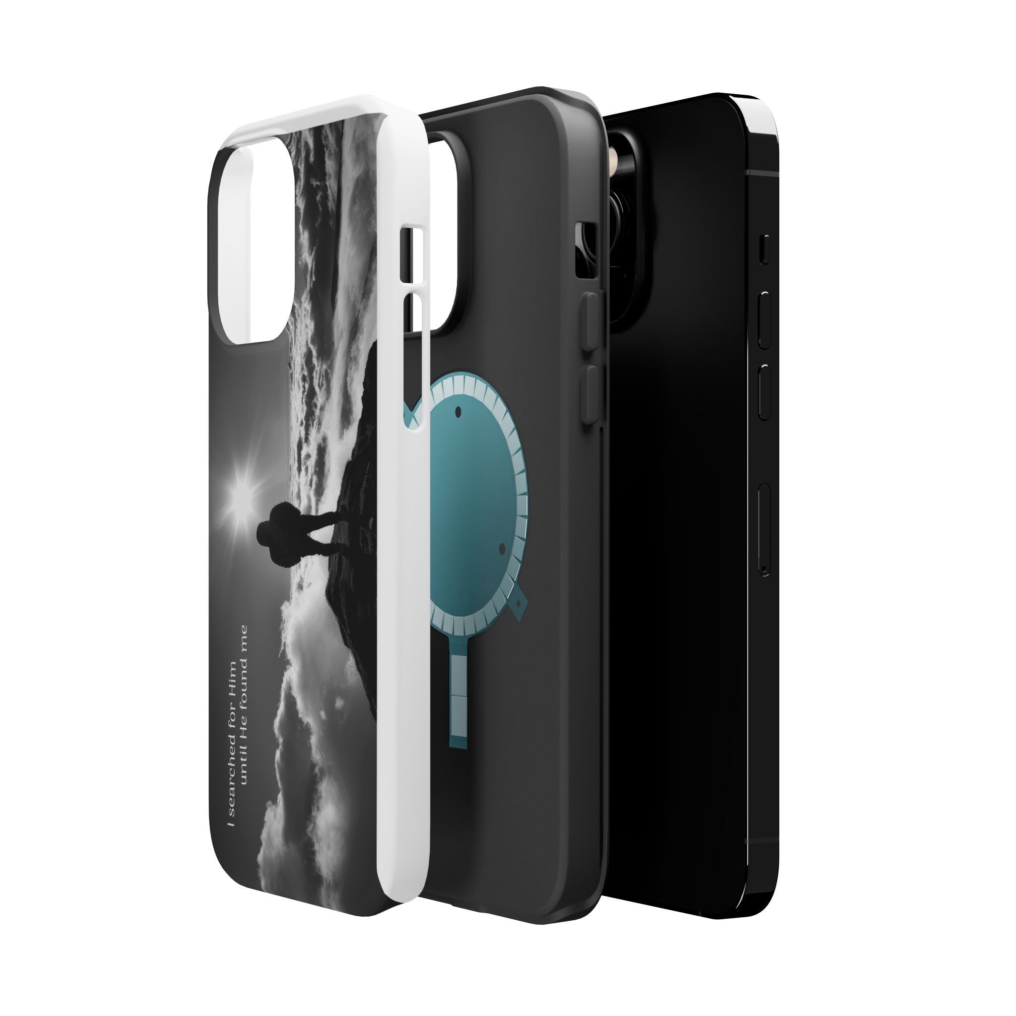 Inspirational Silhouette Magnetic Phone Case — "I searched for him until he found me"