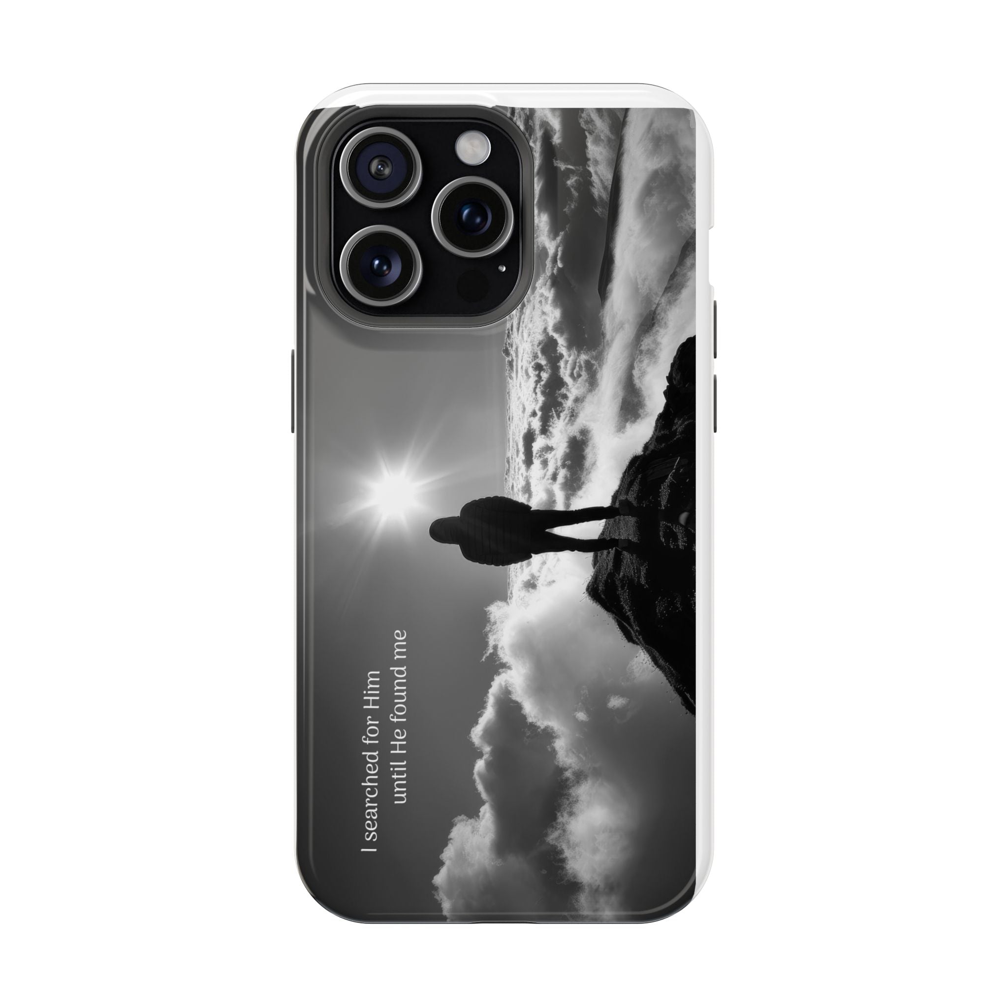 Inspirational Silhouette Magnetic Phone Case — "I searched for him until he found me"