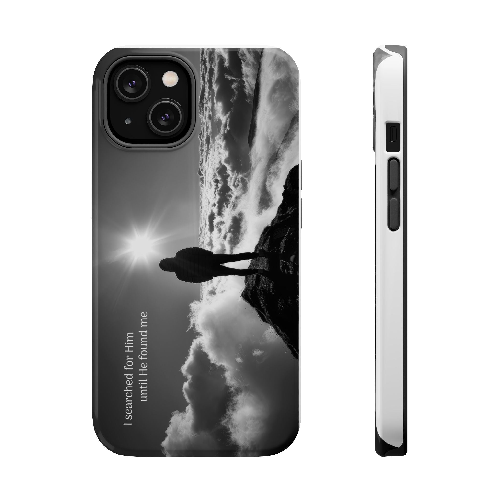 Inspirational Silhouette Magnetic Phone Case — "I searched for him until he found me"